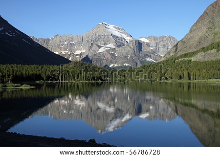 Beautiful Glacier National Park, at Swiftcurrent Lake in the Many Glaciers section of the park.