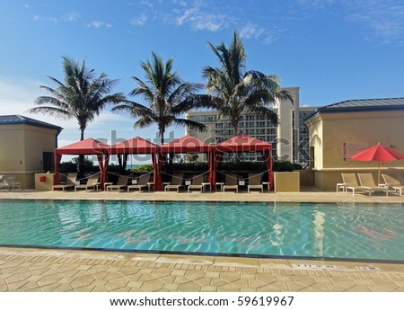 Beautiful upscale pool and cabana setting in South Florida