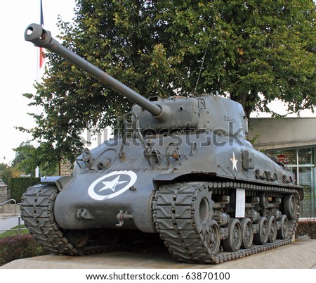 World War II tank on display in Normandy, France
