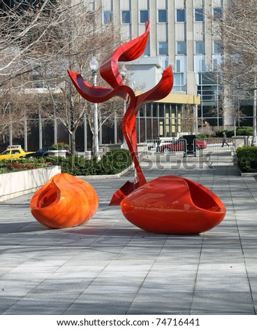 CHICAGO - APRIL 5: On April 6, 2011 Mexican sculptor Yvonne Domenge\'s Tabachin Ribbon and other spheres will open to the public in Chicago\'s Millennium Park. April 5, 2011 in Chicago
