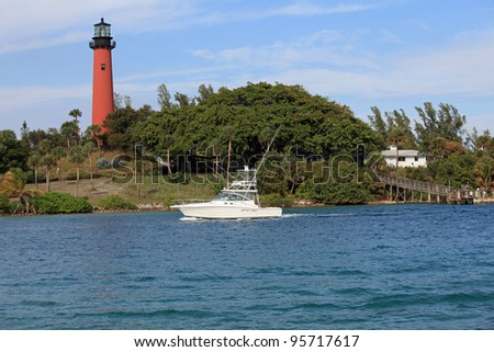 Beautiful Jupiter Lighthouse and waterway in South Florida