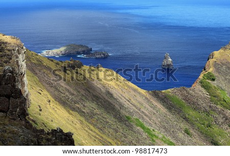 Beautiful Easter Island in the South Pacific, with Birdman Island