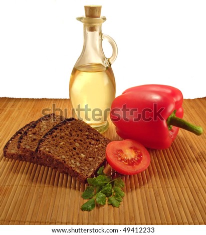 landscape with healthy meal on white background