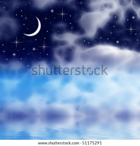 Abstract moon and star