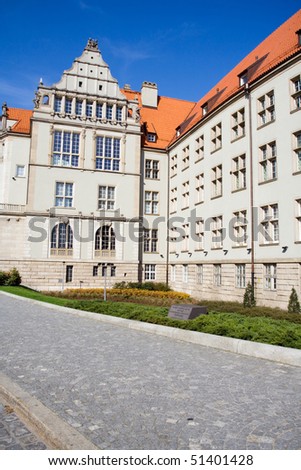 Old building, University of Technology in Wroclaw, Poland. Historic building early 20th century, Renaissance Revival(Neo-Renaissance) architecture.