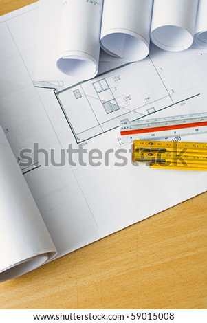 housing projects plans. housing project on a desk