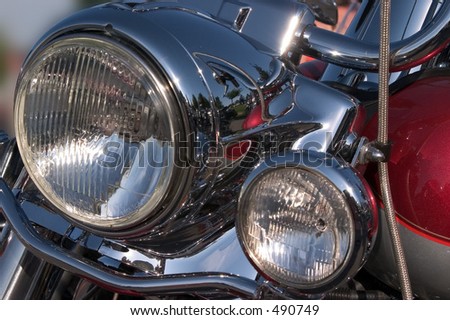 Motorcycle headligt and turn signal. Lots of chrome