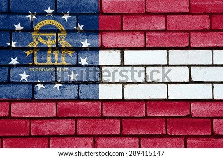 Georgia state flag of America on brick wall