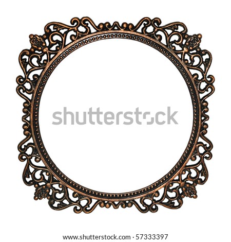 Old mirror frame isolated on white background. Useful as picture frame or border