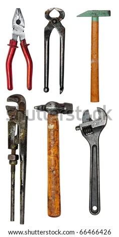 Various isolated tools, isolated on a white background