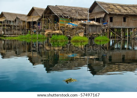 Burma (Myanmar) water houses on InlÃ¨ lake