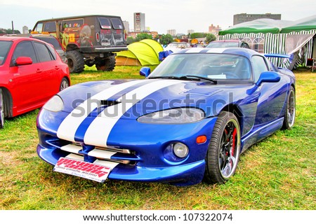 MOSCOW, RUSSIA - JULY 6: American sports car Dodge Viper exhibited at the annual International Motor show Autoexotica on July 6, 2012 in Moscow, Russia.