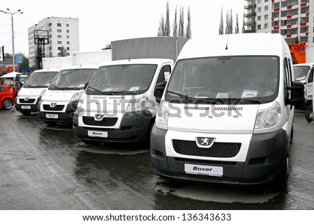 Ufa, Russia - May 11: Light Cargo Vans Peugeot Boxer Exhibited At The Annual Motor Show Autosalon On May 11, 2011 In Ufa, Bashkortostan, Russia.