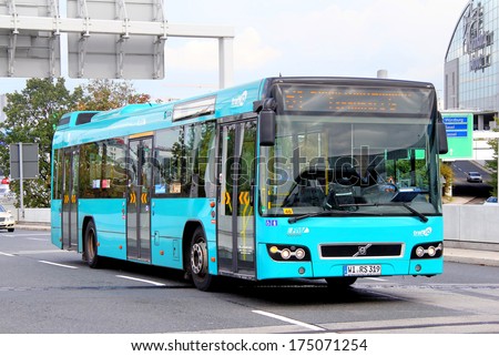 FRANKFURT AM MAIN - SEPTEMBER 13, 2013: Volvo 7700 city bus of Autobus Sippel GmbH bus company at city street.