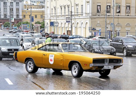 MOSCOW, RUSSIA - JUNE 3, 2012: American muscle car Dodge Charger competes at the annual L.U.C. Chopard Classic Weekend Rally.