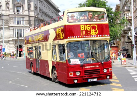 BUDAPEST, HUNGARY - JULY 23, 2014: City sightseeing bus Alexander RH at the city street.