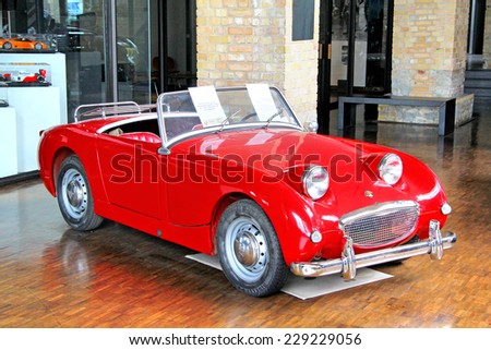 BERLIN, GERMANY - AUGUST 12, 2014: British classic vehicle Austin-Healey Sprite in the museum of vintage cars Classic Remise.