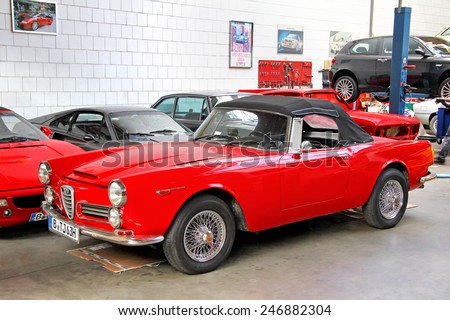 BERLIN, GERMANY - AUGUST 12, 2014: Italian retro car Alfa Romeo 2600 in the museum of vintage cars Classic Remise.