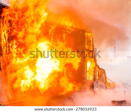 Fire in an old wooden house