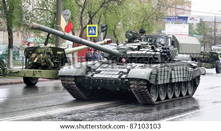 CHELYABINSK, RUSSIA - MAY 9: Main battle tank T-72 \