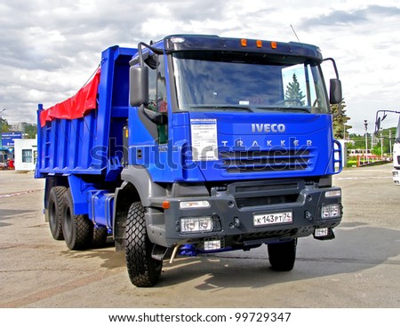 CHELYABINSK, RUSSIA - MAY 26: Dump truck IVECO Trakker exhibited at the annual Motor show \
