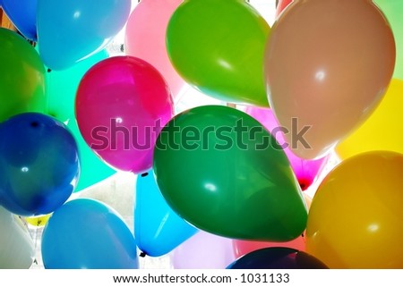 Helium balloons floating