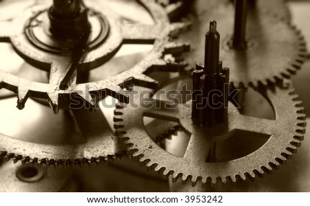 Clock\'s gears- conceptual of precision technology and teamwork