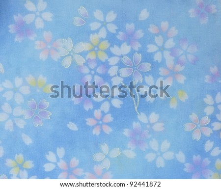 Close up of the traditional floral design on a Japanese handkerchief