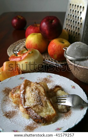 Apple bread pudding - a popular low-cost Czech meal