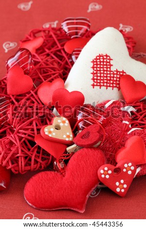 Various kinds of heart decorations