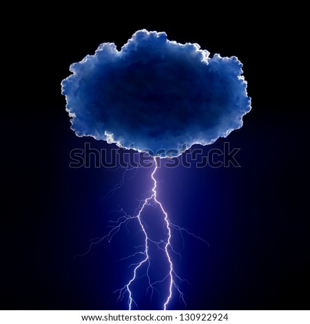 Nature force background - cloud with lightnings in night dark sky