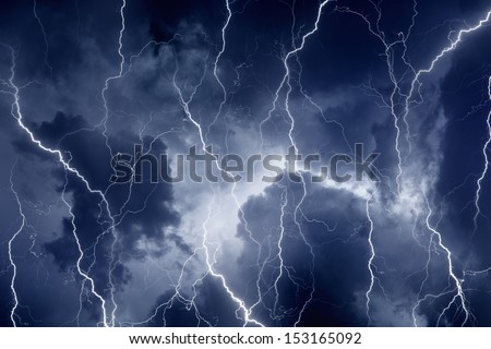 Nature Force Background - Lightnings In Dark Stormy Sky