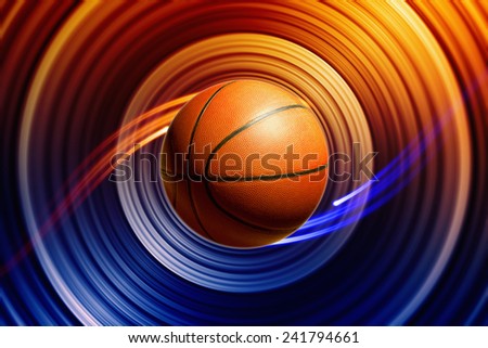 Abstract sports background - basketball in center of colorful concentric circles