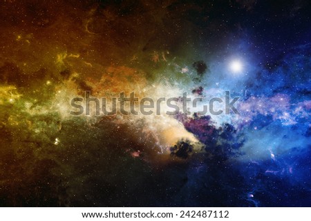 Astronomical scientific background, nebula and stars in deep space, glowing mysterious universe. Elements of this image furnished by NASA nasa.gov