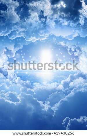Beautiful peaceful background - light from skies, heaven door. Elements of this image furnished by NASA