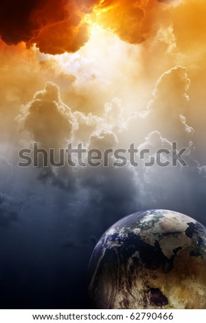 Armageddon background - planet Earth in space. Global warming, climate change, mayan apocalypse 2012, Nostradamus armageddon 2012, armageddon bible, stop global warming