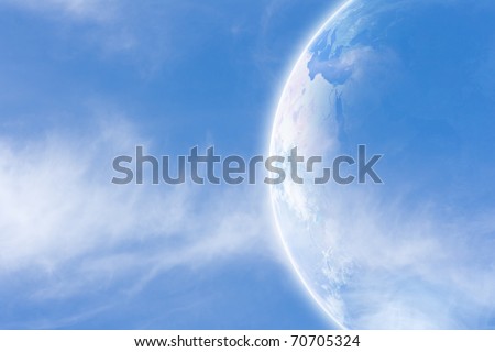 Idyllic peaceful view, planet Earth in space