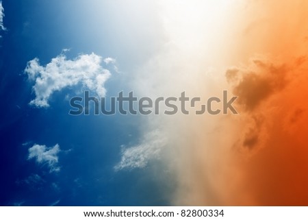 Peaceful background - beautiful orange and blue sky, heaven