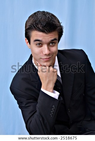 Young man in suit and tie with plenty of personality.