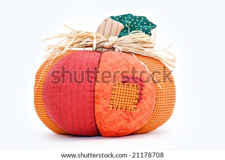 A fall decoration - cloth patchwork pumpkin.