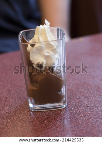 Single serving of chocolate mousse