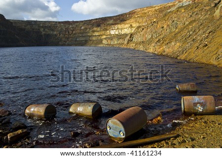 open pit mine with contaminated water