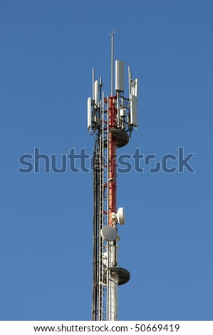 mobile phone antenna tower with lightning rod