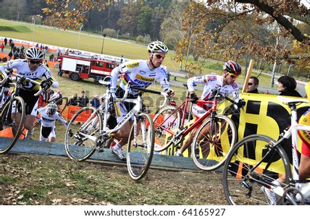 TABOR, CZECH REPUBLIC - OCTOBER 28, Cyclo-Cross Radomir Simunek Memorial, UCI I.CAT INTERNATIONAL RACE Men ELITE on October 28, 2010 in Tabor, Czech Republic