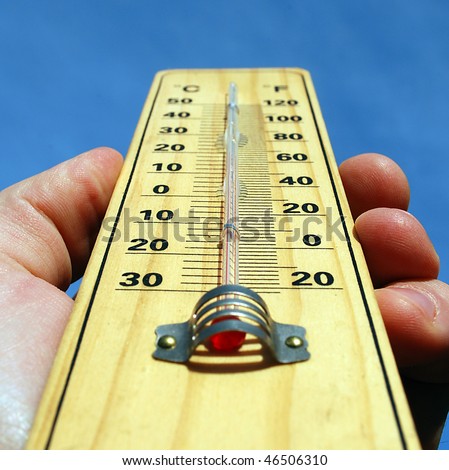 old wooden thermometer
