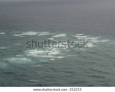 Two Oceans Meeting, white surf, strong waves where two currents are opposing each other