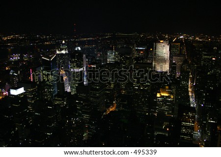 Night skyline of New York City from Empire State Building