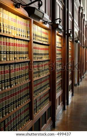 Law books in University of Michigan law school library