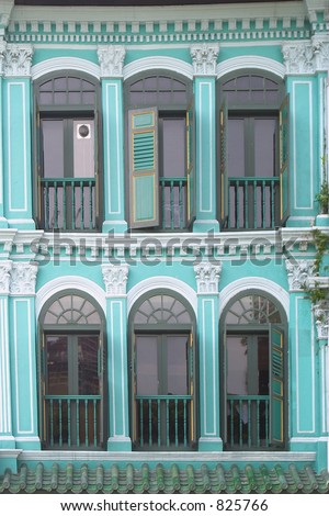 Singapore Picture House on Shophouse Windows In Chinatown  Singapore Stock Photo 825766