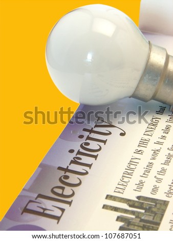 A image showing light bulb with the text electricity on isolated background with fine clipping path.